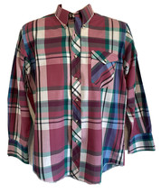 Men&#39;s Wrangler Cowboy Cut Western Shirt Long Tail Size 16 X 33 Maroon Plaid - £17.27 GBP