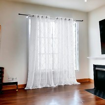 84” White Trellis Pattern Embroidered Window Curtain Panel - $3,073.78 MXN