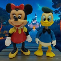Vintage Walt Disney Donald Duck &amp; Minnie Mouse Posable Figure 5.75&quot; Hong... - $250.07 MXN
