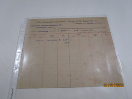 PITTSBURGH CINCINNATI CHICAGO RAILWAY CO BILL OVER CHARGES OCT 3 1912 EP... - $9.65