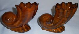 Anna Van Briggle PAIR CORNUCOPIA VASES Hi Fire Gloss Glaze - $31.67