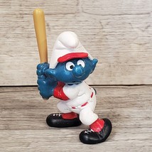 Vintage 1980 Baseball Smurf Schleich PVC Collectible Figure PEYO. - $5.94