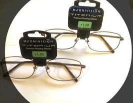 2 Pairs Magnivision Titanium Reading Glasses 1.25 strength - copper colored - £27.65 GBP