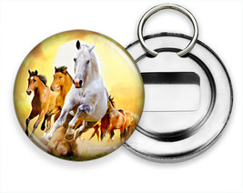 Wild Lipizzan Stallion And Brown Horses Beer Bottle Opener Keychain Keyfob Gift - £11.68 GBP
