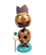 Vintage Wood Bobblehead Nodder King Crown Figure  6.25&quot; Handmade Japan - €23,14 EUR
