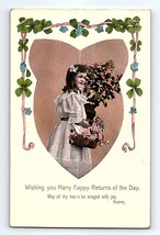 May All Thy Hours Be Winged With Joy Lord Byron Greeting Postcard Antique - £3.81 GBP