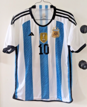 Adidas Argentina Lionel Messi #10 jersey t-shirt top tee men&#39;s LARGE soccer home - £27.39 GBP