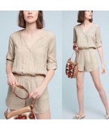 Anthropologie Cloth &amp; Stone Beige Snake Print Tencel Linen Romper Size XL - $753.65 MXN