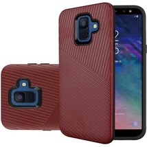 For Samsung A6 Textured Embossed Lines Hard Plastic Case RED - £4.68 GBP
