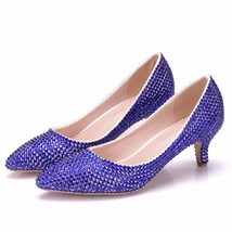 Women Pumps Wedding Shoes Pointed Toe High Heels Cinderella Rhinestone - £67.87 GBP