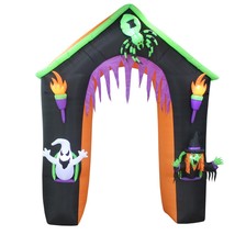 USED 9 Foot Halloween Haunted Castle Ghost Witch Spider Archway Inflatable Décor - £64.34 GBP