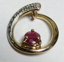 Gold over Sterling Silver Natural Ruby Round Eternity Pendant Ladies Valentine&#39;s - £32.06 GBP