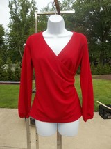 NWT TALBOTS RED RUCHED KNIT TOP PM - £20.02 GBP