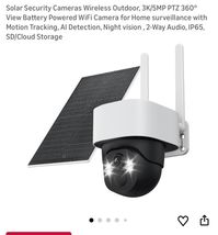 Solar Security Cameras Wireless Outdoor, 3K/5MP PTZ 360° View Battery Po... - $49.38
