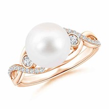 ANGARA Freshwater Pearl and Diamond Infinity Ring for Women in 14K Solid Gold - £582.36 GBP