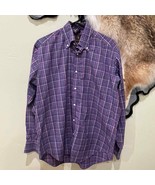 TAILORBYRD Mens L Purple Plaid Dress Shirt Egyptian Cotton Preppy Work O... - $371.08 MXN