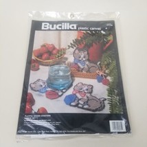 Bucilla Playful Kitten Coasters Plastic Canvas Kit #6075  New Vintage 1991 - $14.84