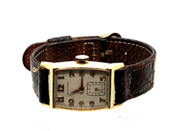 Antique Vintage Men&#39;s 10K Yellow Gold Hamilton Tank Watch w/ Original Ba... - £367.86 GBP