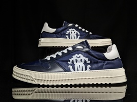 Roberto Cavalli Logo Blue Leather Sneakers Size 13 NIB image 13