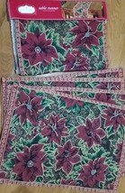 NEW Poinsettia Tapestry Table Runner &amp; Placements Red Green Gold - FREE ... - £10.21 GBP