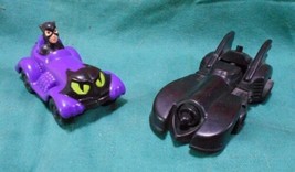 2 Lot: Batmobile &amp; Catwoman Car, McDonalds Happy Meal 1991 Batman + FREE Gift - £9.40 GBP