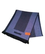 MISSONI Italy CHEVRON Pattern Centered FRINGE Trim WOOL Scarf BLACK / MAUVE - $230.03 CAD