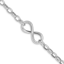 Silver Rhodium Plated Polished Infinity Link Bracelet QG5014 - £69.21 GBP