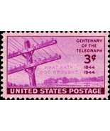 1944 3c Centenary of the Telegraph Scott 924 Mint F/VF NH - $0.99