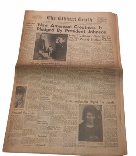 “New American Greatness Is Pledged By President Johnson” Newspaper 1963 ... - $20.27