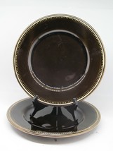 Pottery Barn Bronze Beaded Rim Brown Dinner Plates 10 3/4”  Bundle of 2 - £15.92 GBP