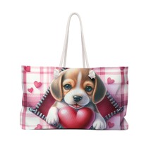Weekender Bag, Cute Dog, Beagle, Zipper, Valentines Day, Large Weekender Bag, Be - £38.74 GBP