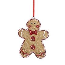 Gingerbread Man with Bow Tie and Star Buttons Christmas Tree Ornament New - $10.98