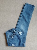 Lucky Brand Billy Straight Distressed Jeans Girls Size 16 Blue Medium Wash Whole - £17.03 GBP