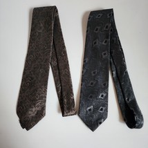 Envoy Limited Edition Necktie Lot Of 2 Ties Brown Silver Gold Black 3.125&quot; x 58&quot; - £5.42 GBP