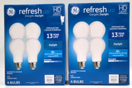 GE Refresh Daylight Light Bulbs 4 Packs 60 Watts Lights White A19 LED Lot of 2 - £14.38 GBP