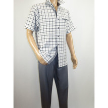 Men 2pc Walking Leisure Suit Short Sleeves By DREAMS Checker 283-10 Gray image 4