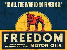 Freedom Bulldog Motor Oils Metal Sign, Vintage Inspired Advertisement - £23.73 GBP