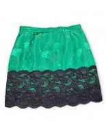 Teresa Original Vintage Green Mini Skirt With Black Lace Hem ￼ - $908.29 MXN