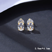 Dongdaemun 925 Silver Ear Stud Earrings Simple Niche Egg-Shaped Claw With Zircon - £9.25 GBP