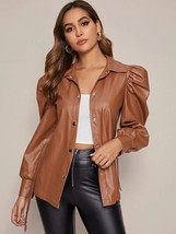 Handmade Lambskin Leather TAN Casual Stylish Shirt Formal Women Genuine ... - £86.09 GBP