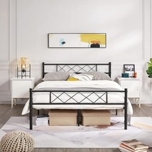 Full Size Traditional Powder Coated Slatted Metal Platform Bed - $245.49