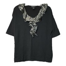 August Silk Womens Black Decorative Collar Cotton Blend Top Size Medium - £7.82 GBP