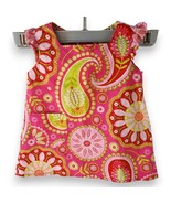 Vintage Paisley Baby Dress 6-12 Months Pink &amp; Green Flutter Sleeve 100% ... - $27.29 CAD