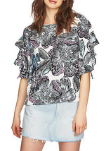 Nwt 1 State White Blue Floral Rayon Blouse Size L $89 - £35.80 GBP