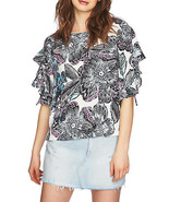 NWT 1 STATE WHITE BLUE FLORAL RAYON BLOUSE SIZE L $89 - £36.57 GBP