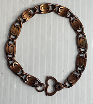 Vintage Copper Flat Scroll Link Bracelet 8.5 in - $17.77