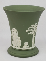 Wedgewood Jasperware Posy Pot Sage Green Sacrifice 4 Inch Flared Vase Excellent - £24.57 GBP