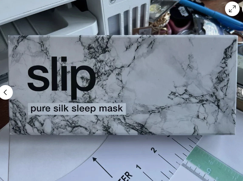 Slip Pure Silk + Eye Mask, White Marble With Large Slip Hair Scrunchies Tie - $32.37