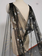 Black Gold Star Celestial Wedding Cape - Gothic Wedding Goth Bride Shoulder Veil - £79.05 GBP+