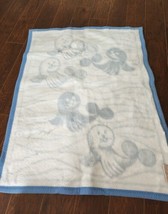 Vintage 60s Kinderdecke Blue Baby&#39;s best Blanket Seals,Germany 38&quot;x29&quot; New - £54.03 GBP